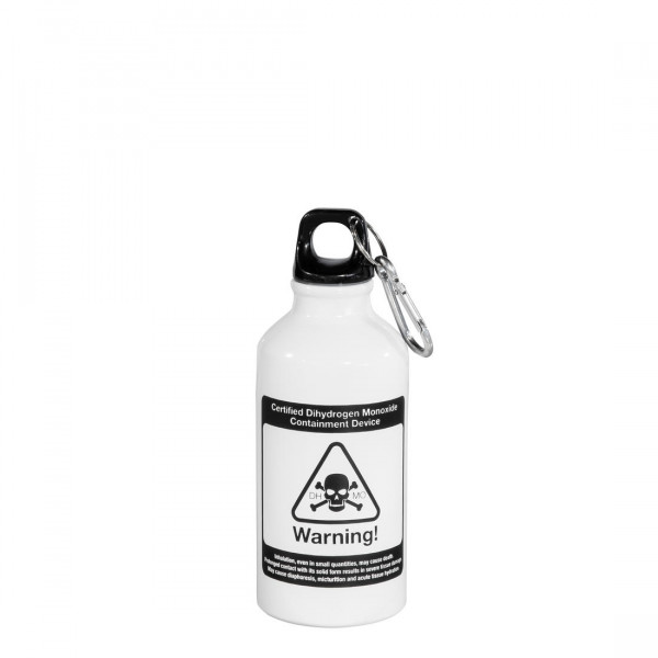 Trinkflasche Dihydrogen Monoxide mit Karabiner